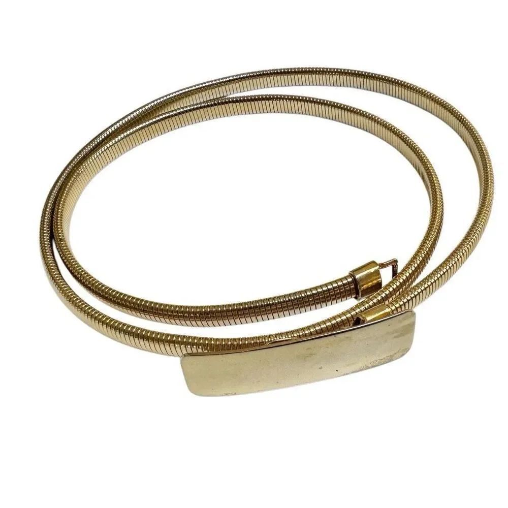 Vintage Gold Tone Thin Metal Hook stretchy Belt